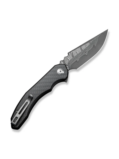 Bluetick Flipper Knife Carbon Fiber Overlay On Black G10 Handle