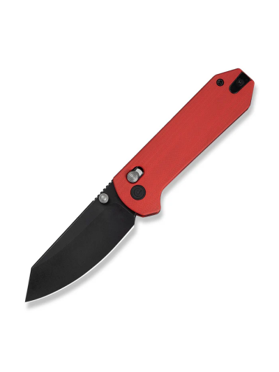Yonder Thumb Stud & Crossbar Lock Knife Red G10 Handle (2.88"" Black Stonewashed 14C28N Blade)