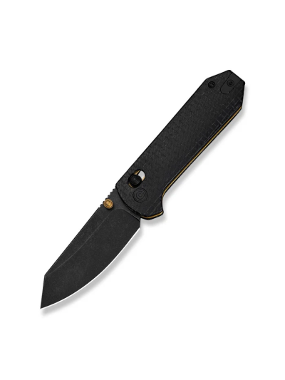 Thumb Stud & Crossbar Lock Knife Black Burlap Micarta Handle (2.88"" Black Stonewashed 14C28N Blade)