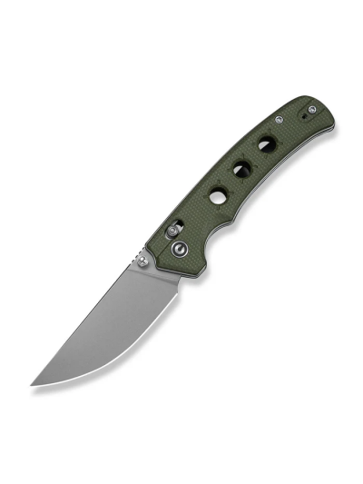 Noctis Thumb Stud & Crossbar Lock Knife Olive Canvas Micarta Handle (2.98"" Stonewashed Nitro-V Blade)
