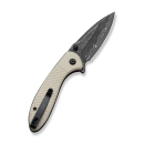 Faeger Flipper & Thumb Stud & Button Lock Knife Milled Ivory G10 Handle