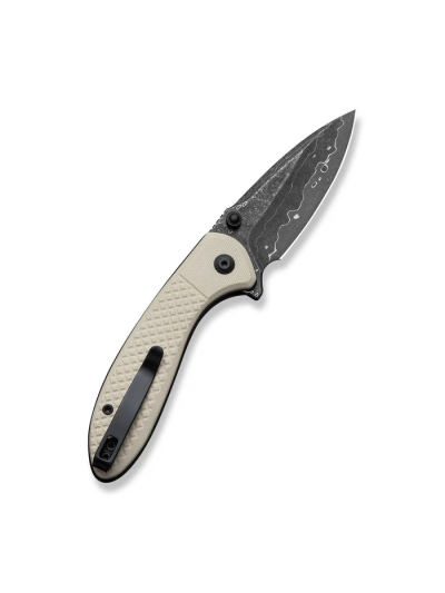 Faeger Flipper & Thumb Stud & Button Lock Knife Milled Ivory G10 Handle