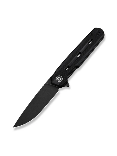 Navo Flipper Knife Black G10 Handle (3.25"" Black Stonewashed Nitro-V Blade)