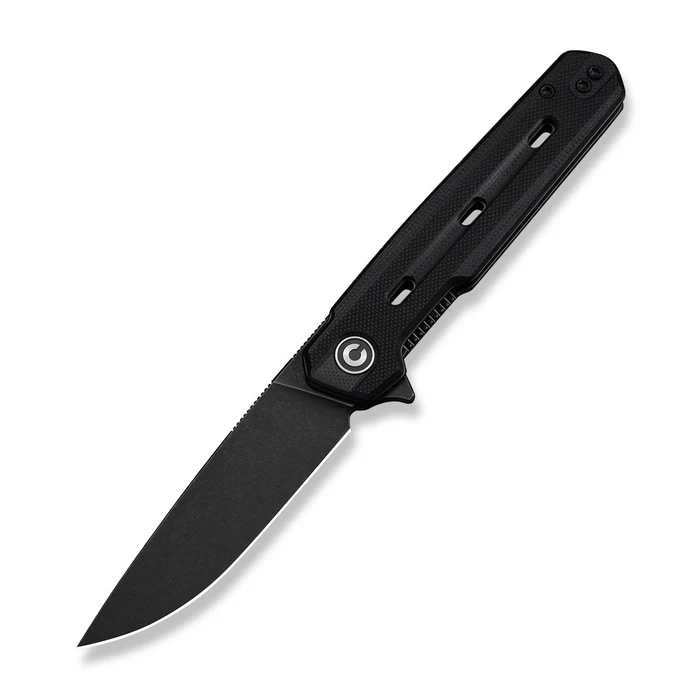 Navo Flipper Knife Black G10 Handle (3.25"" Black Stonewashed Nitro-V Blade)