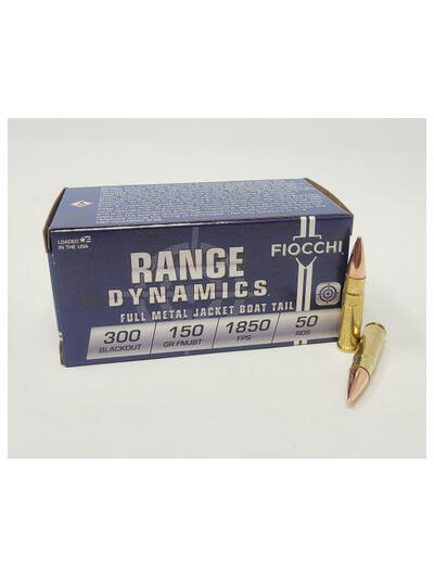 Fiocchi 300 AAC Blackout Ammunition FI300BLKC 150 Grain Full Metal Jacket Boat Tail 50 rounds