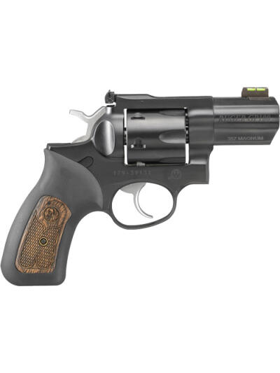 RUGER GP100 357MAG 3" ADJ. - BLUE RUBBER W/WOOD INSERT