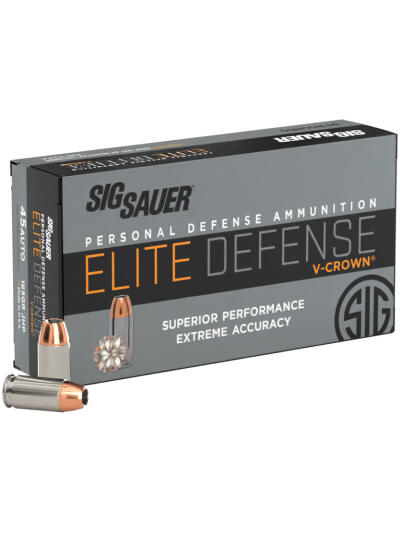 SIG AMMO 45ACP 185GR ELITE V-CROWN JHP 50/10