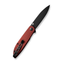 Bocll II Flipper Folding Knife 2.96"" Black D2 Drop Point Plain Edge Blade, Burgundy G10 Handle