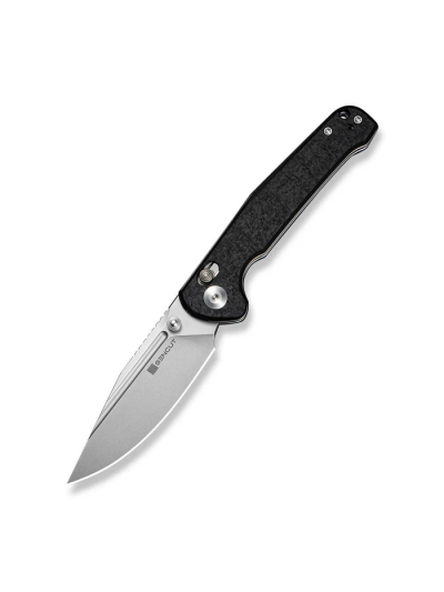 Glenspar Thumb Stud & Crossbar Lock Knife Black Shredded G10 Handle (3.45"" Stonewashed 9Cr18MoV Blade)