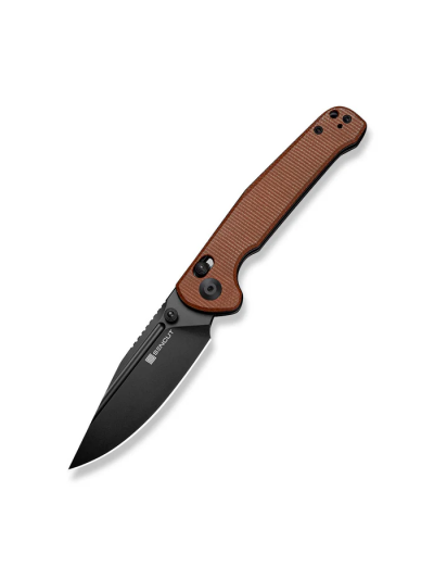 Glenspar Thumb Stud & Crossbar Lock Knife Brown Canvas Micarta Handle (3.45"" Black 9Cr18MoV Blade)
