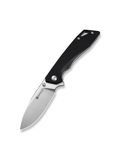 SENCUT Stratex Flipper & Thumb Stud Knife Black G10 Handle (3.17"" Satin Finished 9Cr18MoV Blade)