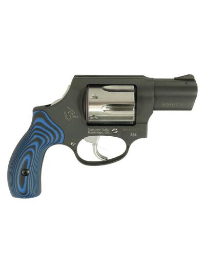 Taurus 856 Handgun .38 Spl 6rd Capacity 2" Barrel Matte Black Frame Stainless Cylinder VZ Blue Grip