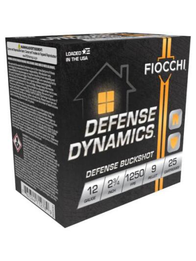 Fiocchi Defense Dynamics Shotshells 12ga 2-3/4" 9-pellet 1250 fps #1 25/ct