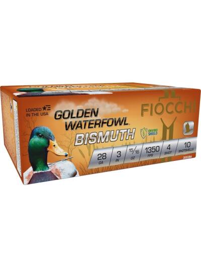 Fiocchi Golden Waterfowl Bismuth 28ga 3" 15/16oz 1350 fps #4 10/ct