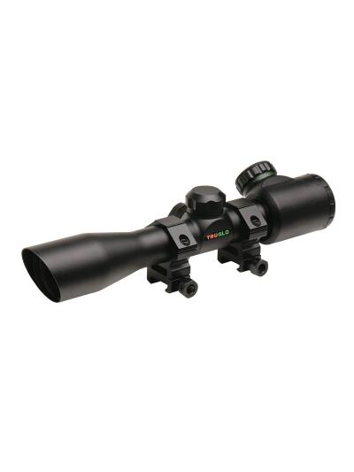 Truglo 4x32mm Crossbow Scope with Weaver Style Rings - Illuminated Dual Color Reticle Matte Black