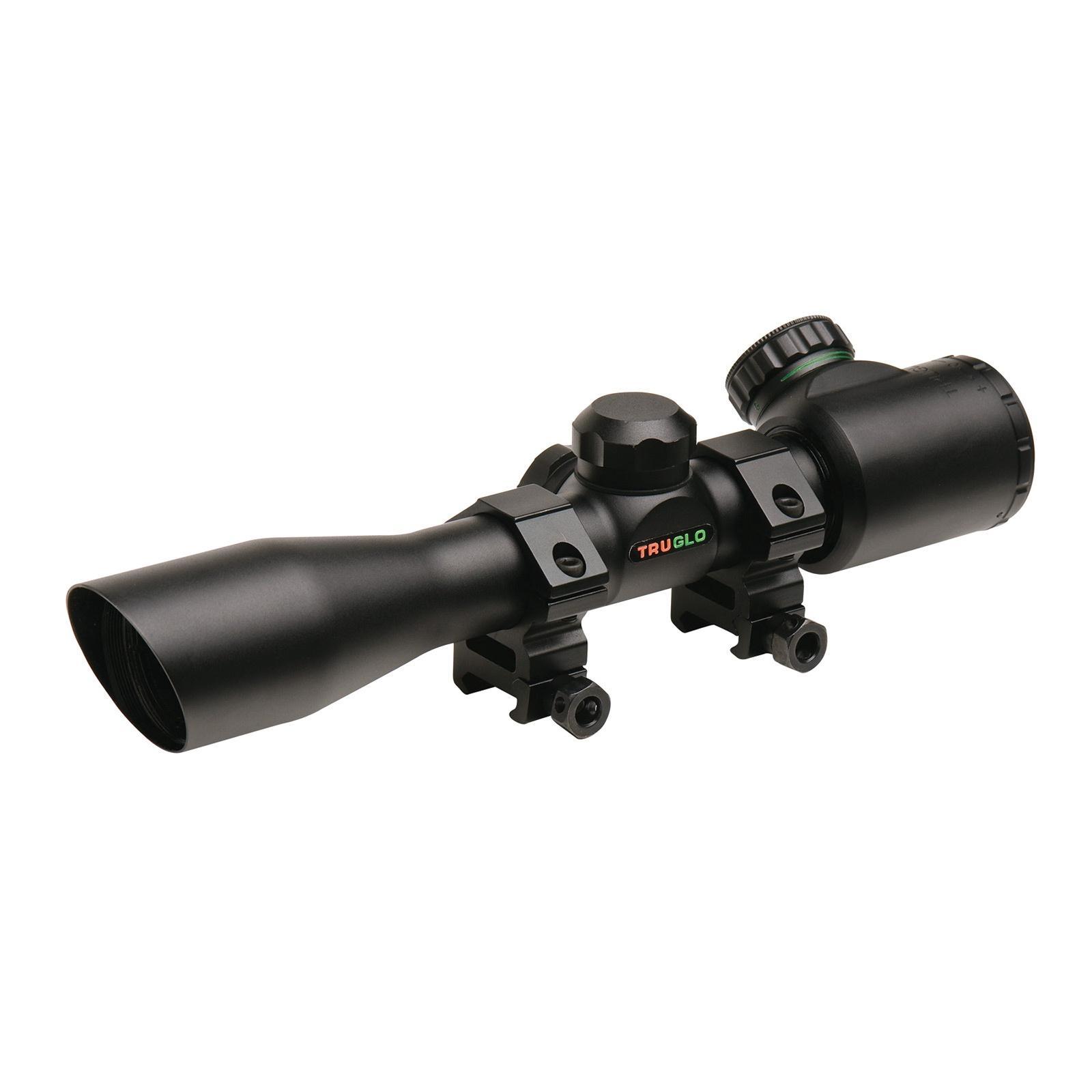 Truglo 4x32mm Crossbow Scope with Weaver Style Rings - Illuminated Dual Color Reticle Matte Black
