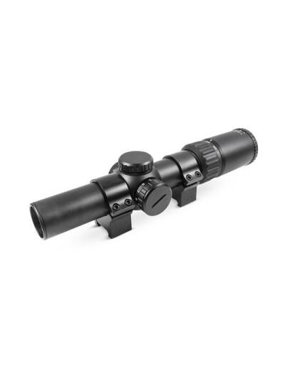 Truglo OPTI-SPEED Crossbow Scope with Weaver Style 30mm Rings - 1-4x24mm Illuminated BDC Reticle Black Matte