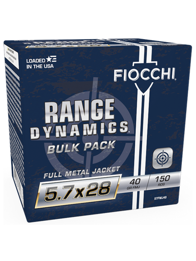 Fiocchi 5.7x28mm Ammunition Range Dynamics FI57FMJ40 40 Grain Full Metal Jacket Bulk Pack 150 Rounds