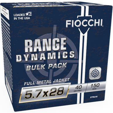 Fiocchi 5.7x28mm Ammunition Range Dynamics FI57FMJ40 40 Grain Full Metal Jacket Bulk Pack 150 Rounds