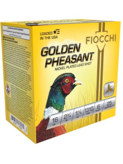 FIOCCHI GOLDEN PHEASANT AMO 16GA 2.75 IN 1 1/8 OZ #6 1310FPS 25-RD ( 10 BOXES PER CASE )