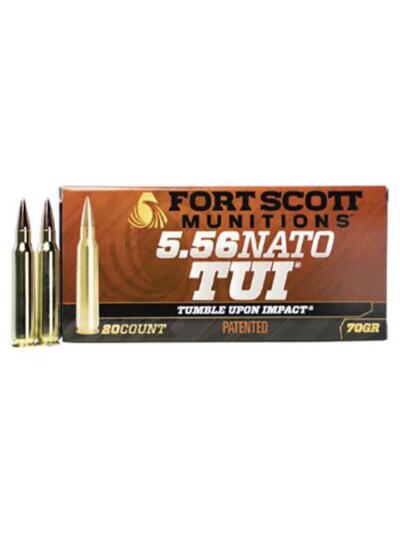 FORT SCOTT MUNITIONS LEAD FREE RIFLE AMO 5.56 NATO 70GR TUI BRASS CASE 20-RD ( 25 BOXES PER CASE )
