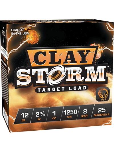 CLAY STORM 12 GAUGE 2-3/4'' 1OZ #8 SHOT 1250 FPS 25/BOX