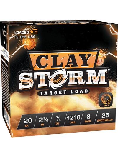 CLAY STORM 20 GAUGE 2-3/4'' 7/8OZ #8 SHOT 1210 FPS 25/BOX